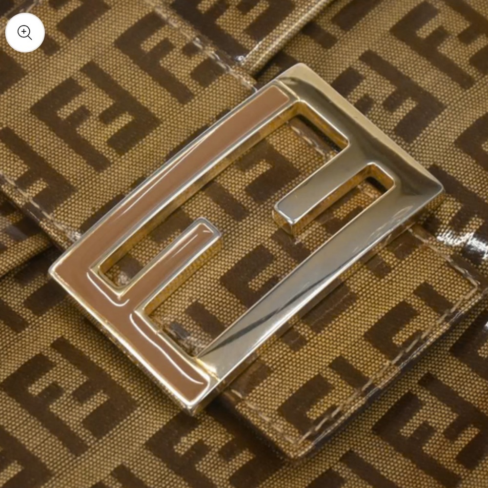 Fendi Brown PVC Zucchino Baguette Vintage Bag - Picture 3 of 10